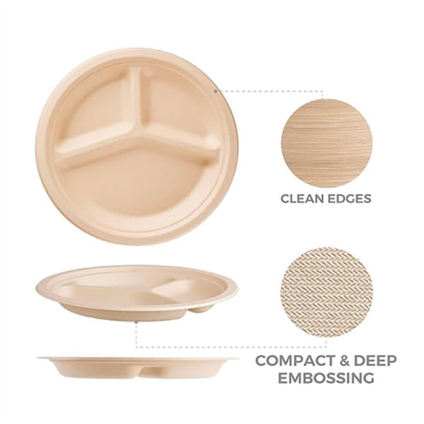 9" 3-Compartment Round Plate - 图片 5